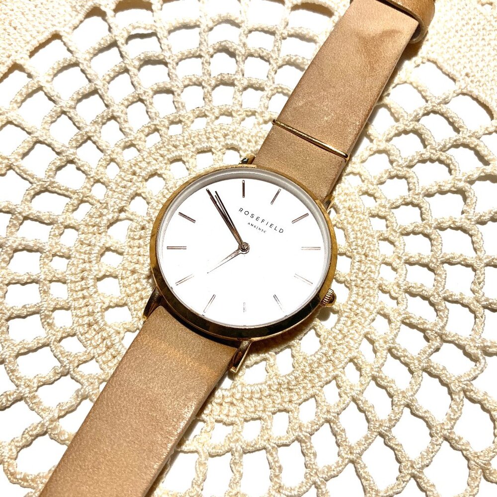 Rosefield “West Village” Watch with Soft Pink Leather Strap